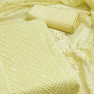 Yellow Sequins Embroidered Georgette Dress Material