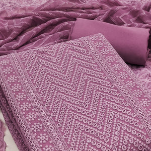 Purple Georgette Dress Material With Alluring Sequin Embroidery