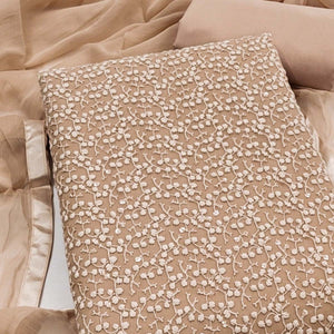 Stylish Brown Thread Embroidered With Sequins Work Georgette Dress Material For Ethnic Styling