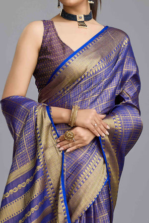 Blue Brocade Zari Weaving Mysore Silk Saree