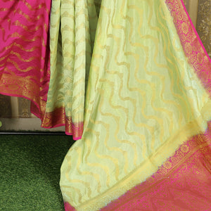 Green Floral Woven Banarasi Silk Saree