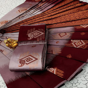 Lavender & Maroon Classic Tissue Silk Saree with Zari Weaving