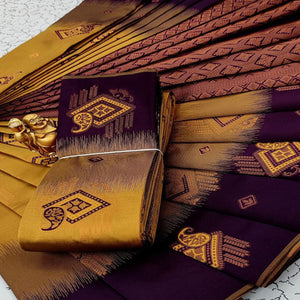 Mustard Classic Tissue Silk Saree with Zari Weaving