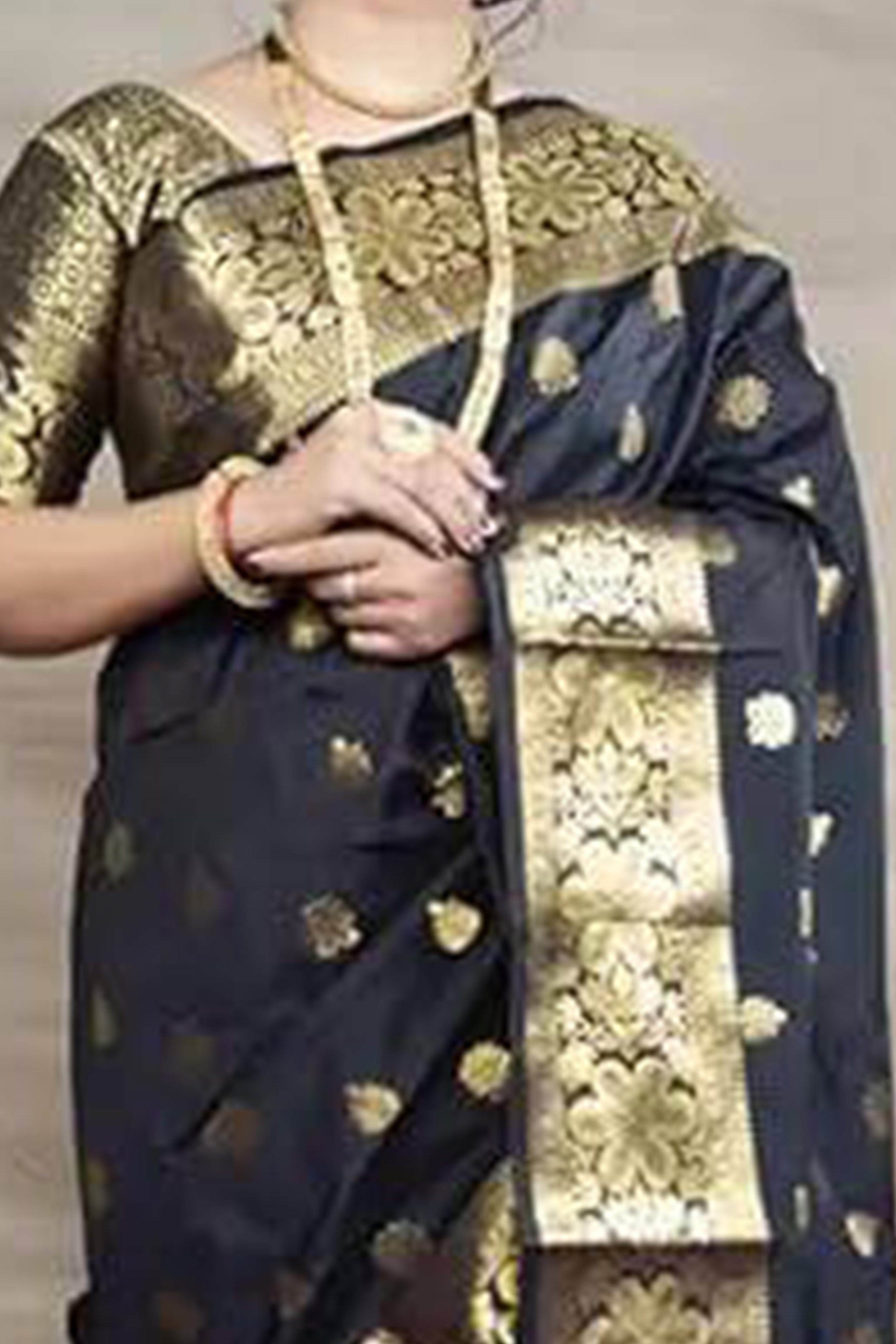 Black Banarasi Silk Saree With Intricate Zari Butti Weaving