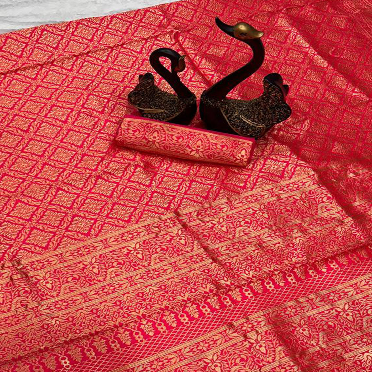 Pink Banarasi Silk Saree With Intricate Zari Floral Weaving