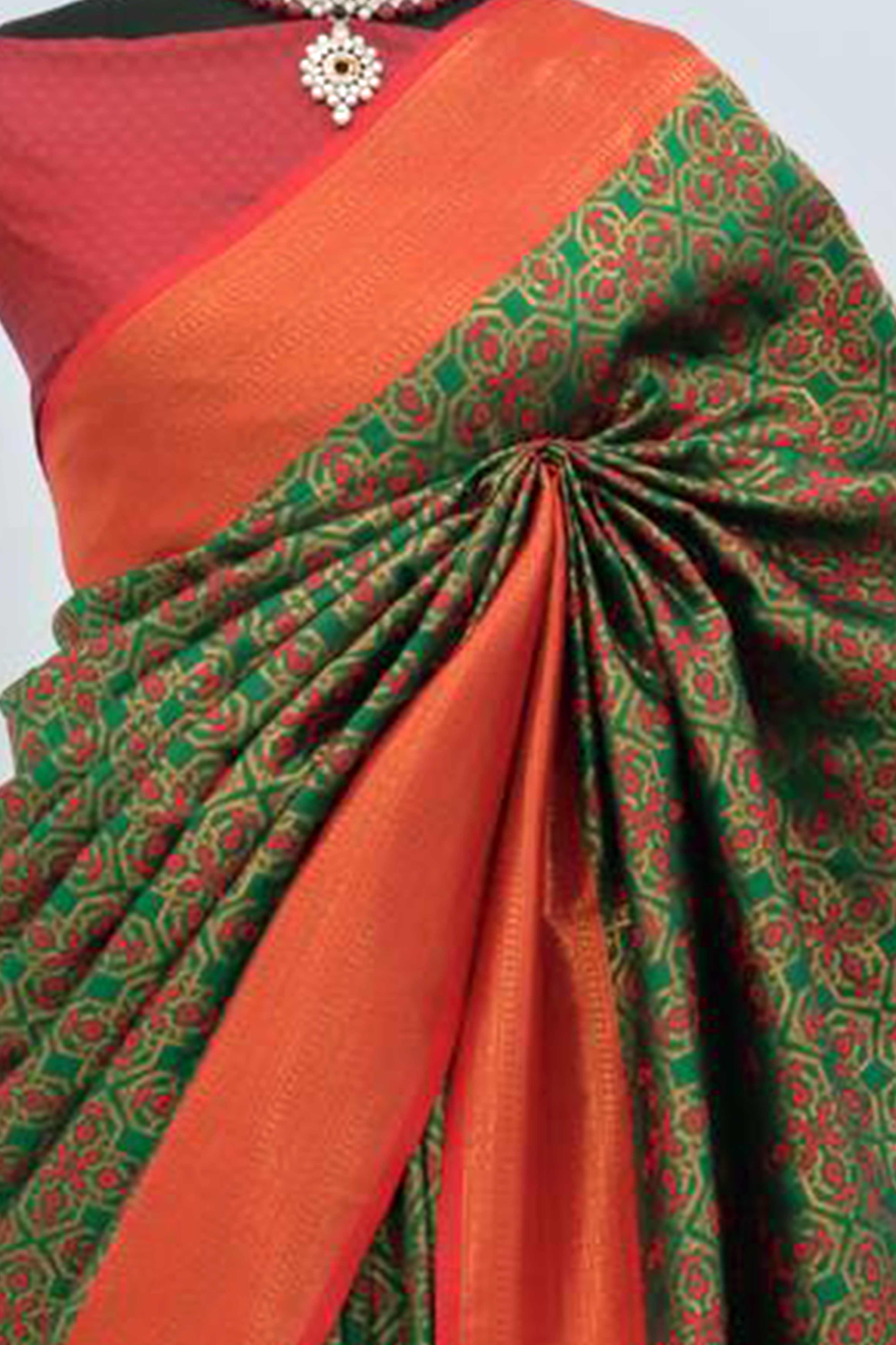 Green Zari Woven With Butti Work Banarasi Silk Saree