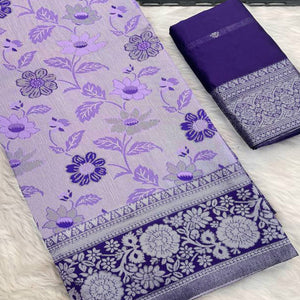 Violet Designer Tissue Saree with Zari Weaving