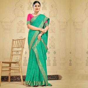 Green Bandhani Printed Georgette Saree