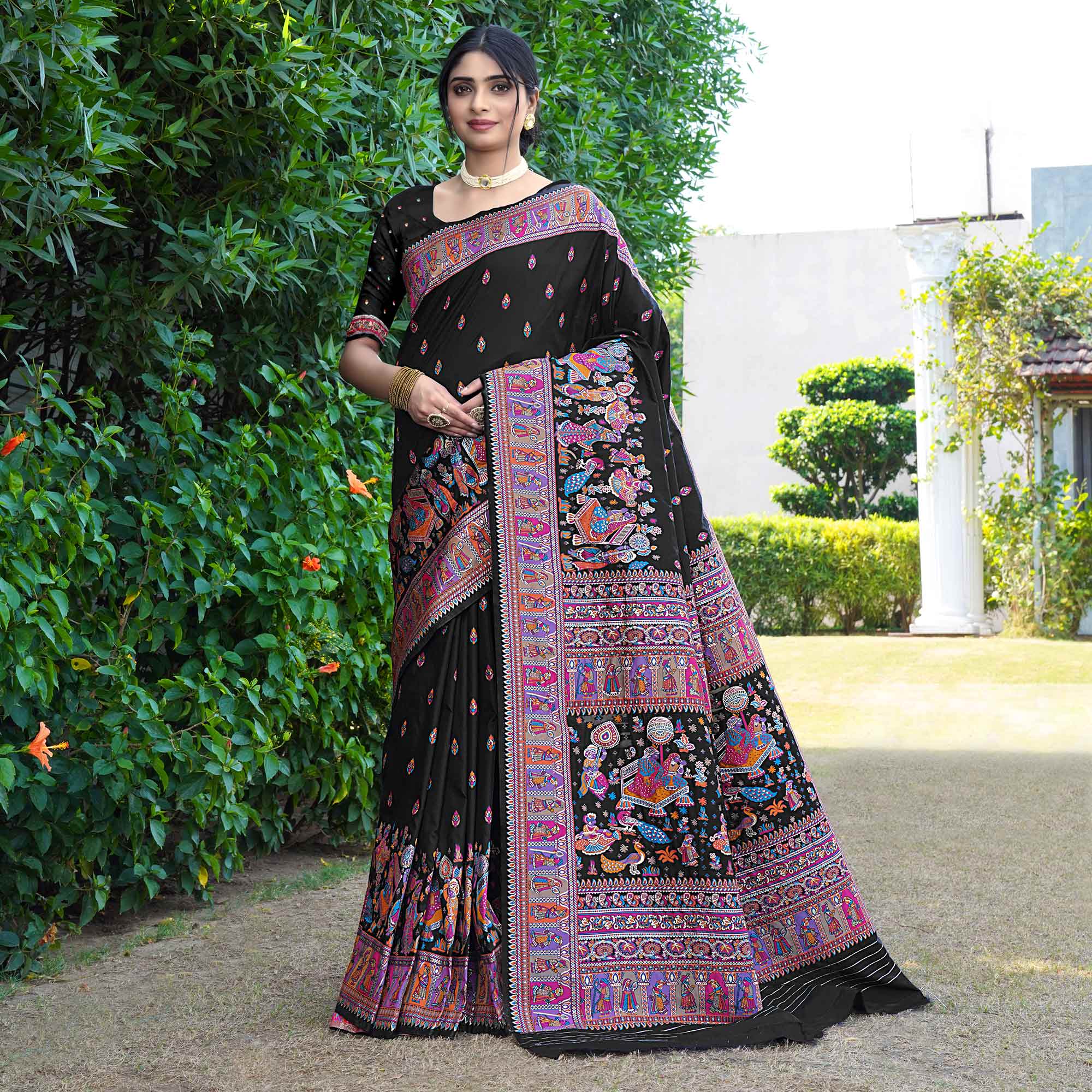 Black Woven Pure Silk Saree