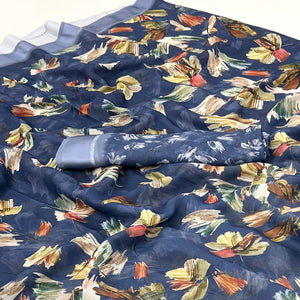 Blue Digital Printed Georgette Saree