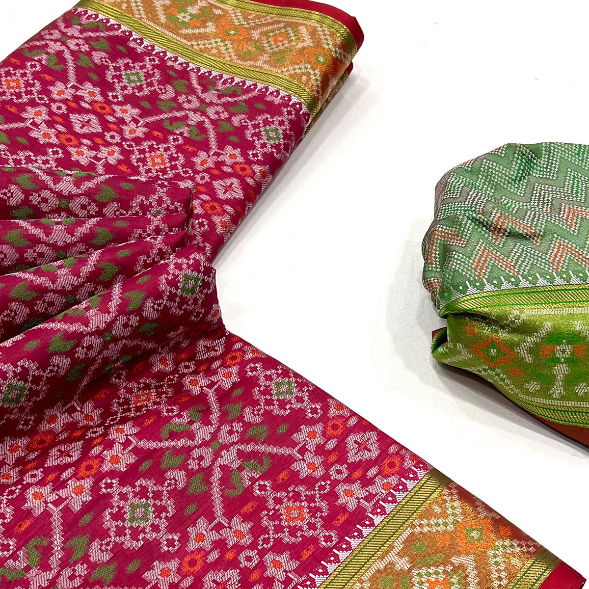 Red Woven Cotton Silk Patola Saree