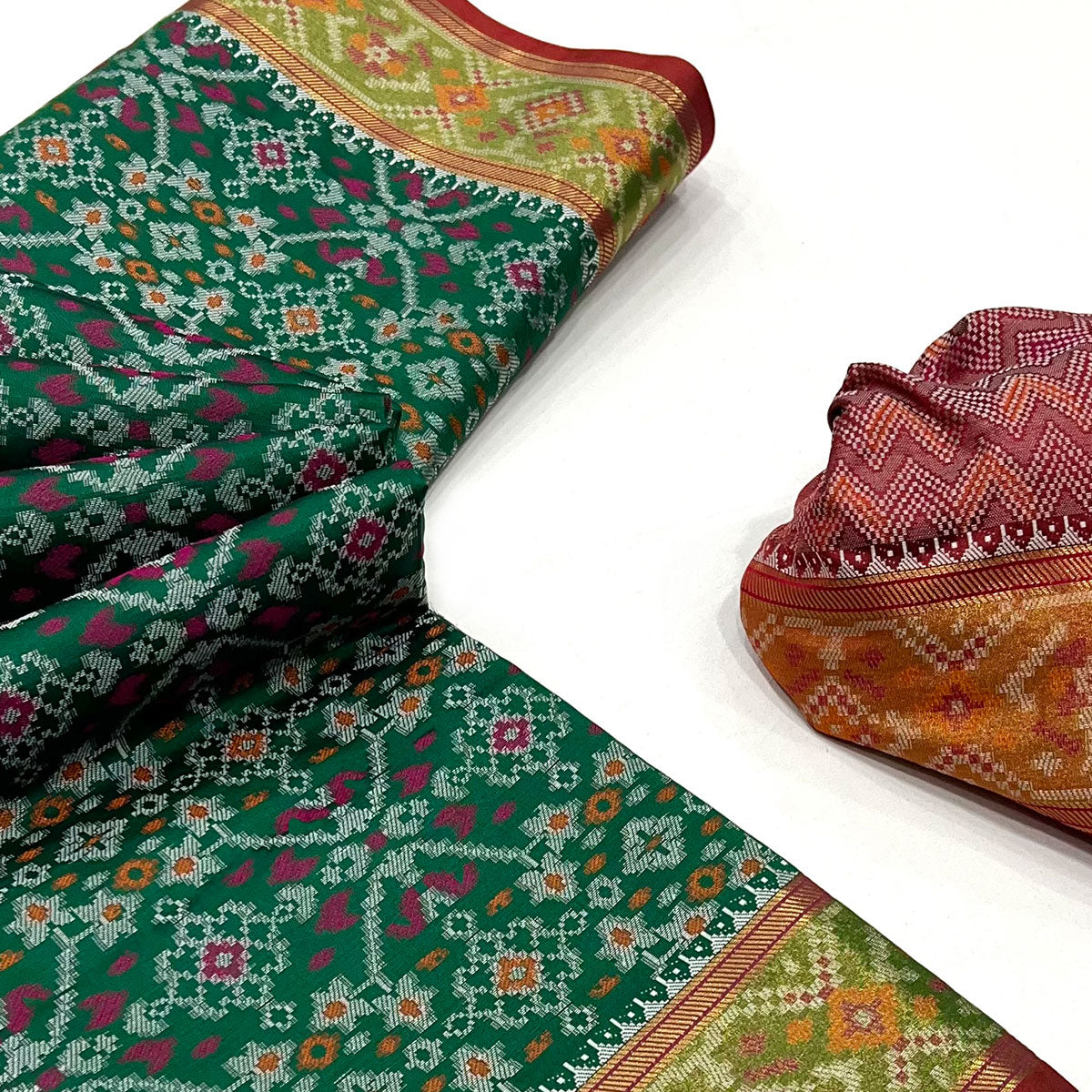 Green Woven Cotton Silk Patola Saree