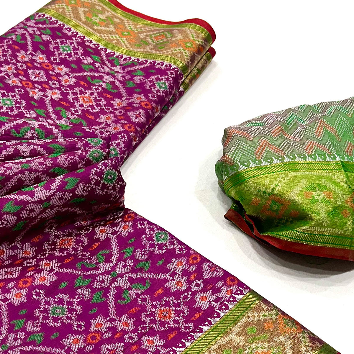 Purple Woven Cotton Silk Patola Saree