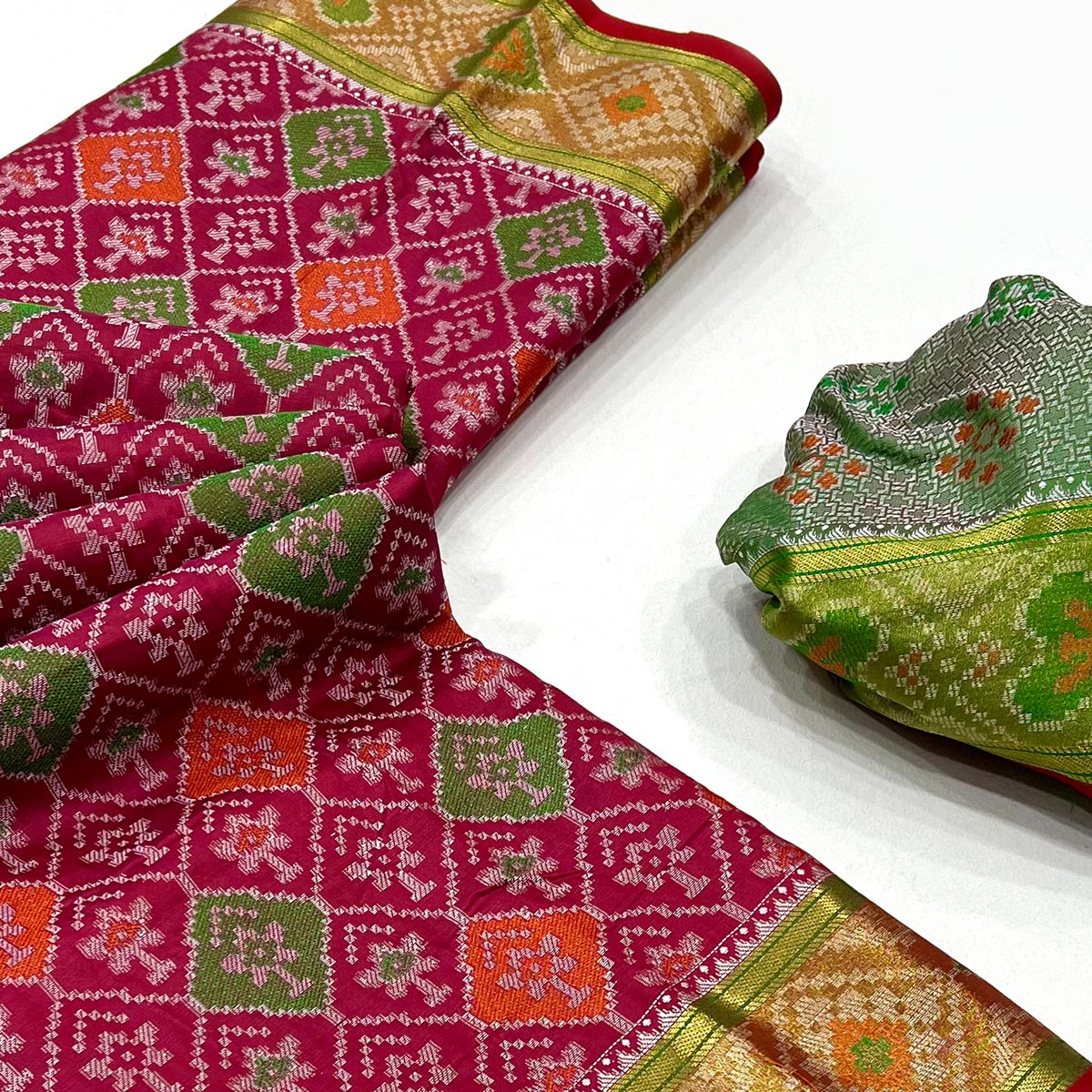 Red Woven Cotton Silk Patola Saree