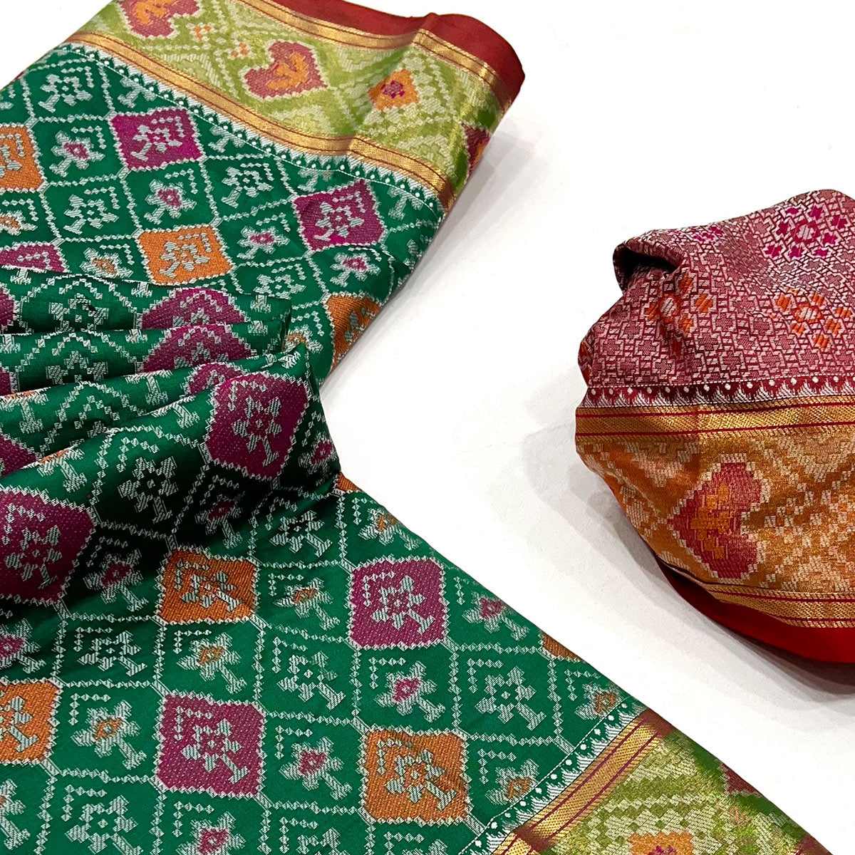 Green Woven Cotton Silk Patola Saree