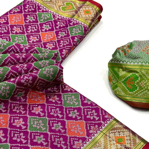 Purple Woven Cotton Silk Patola Saree