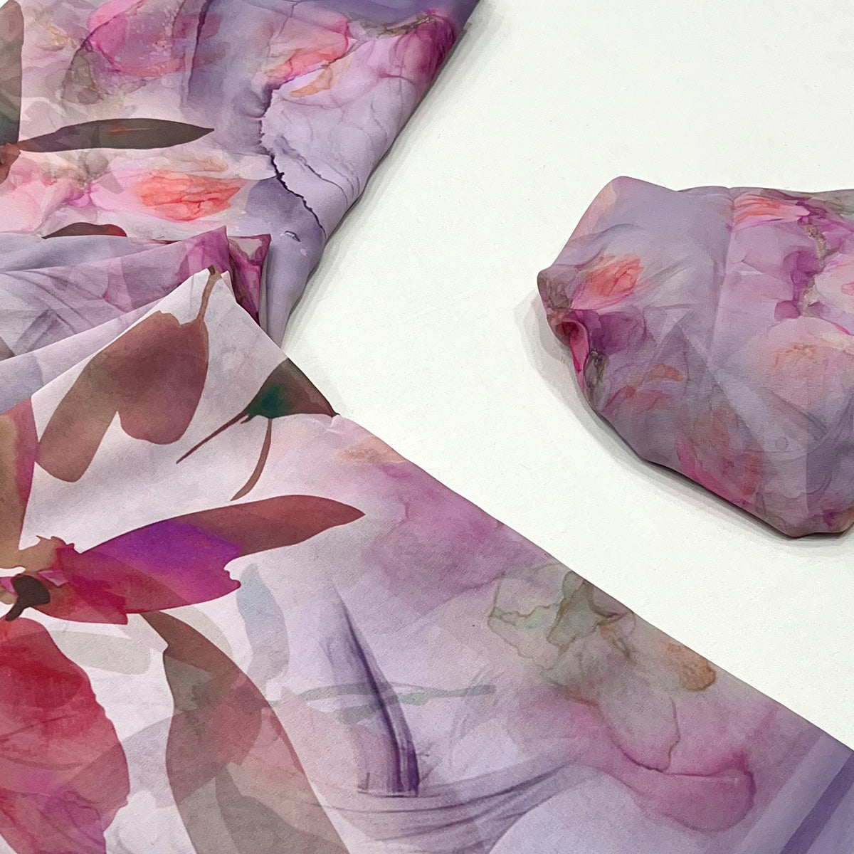 Purple Floral Digital Printed Georgette Saree