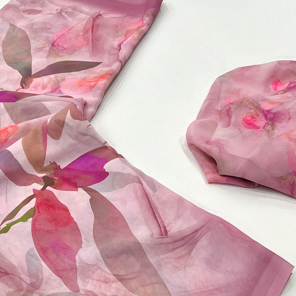 Pink Floral Digital Printed Georgette Saree