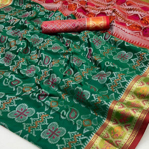 Green Woven Art Silk Patola Saree