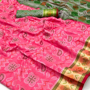 Pink Woven Art Silk Patola Saree