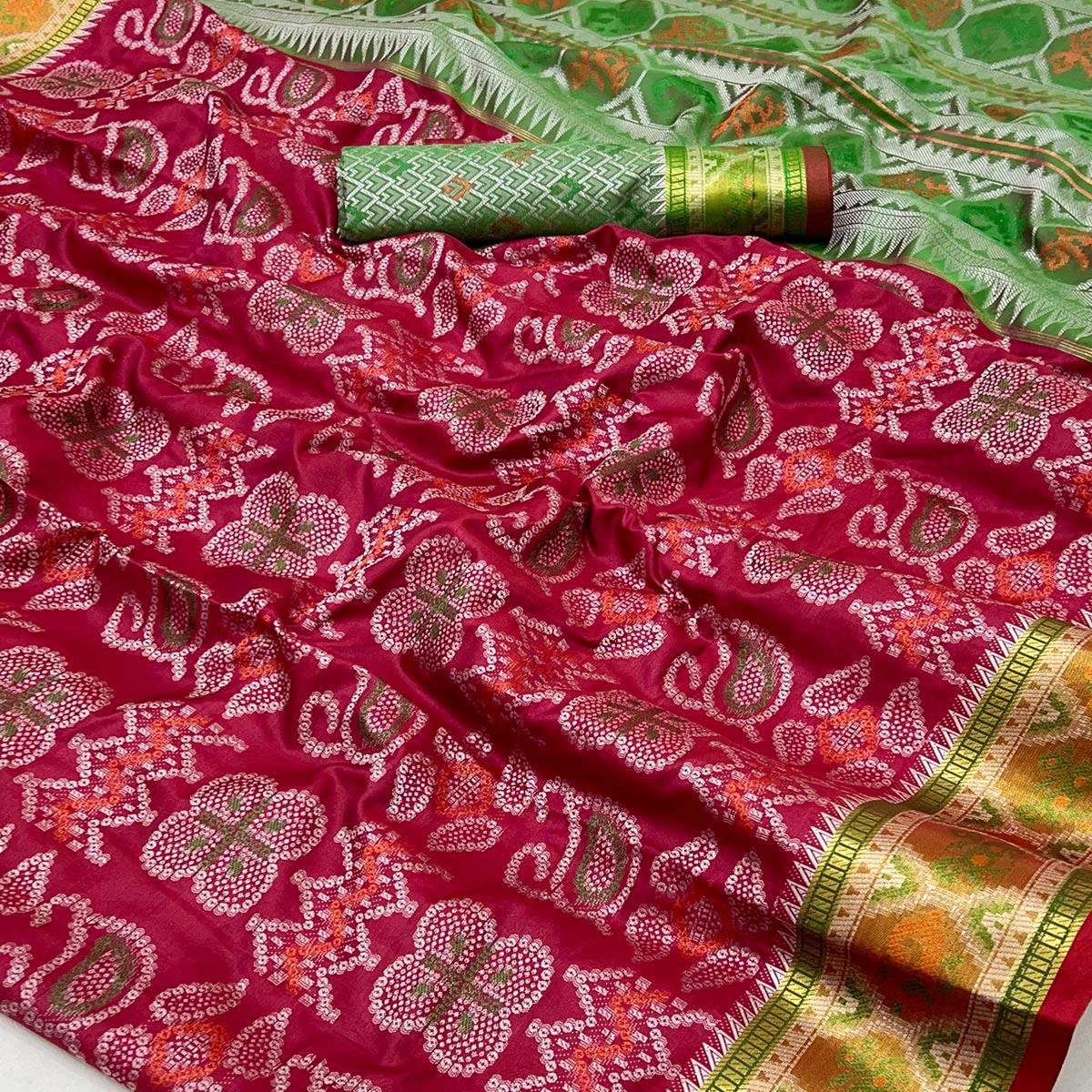 Maroon Woven Art Silk Patola Saree