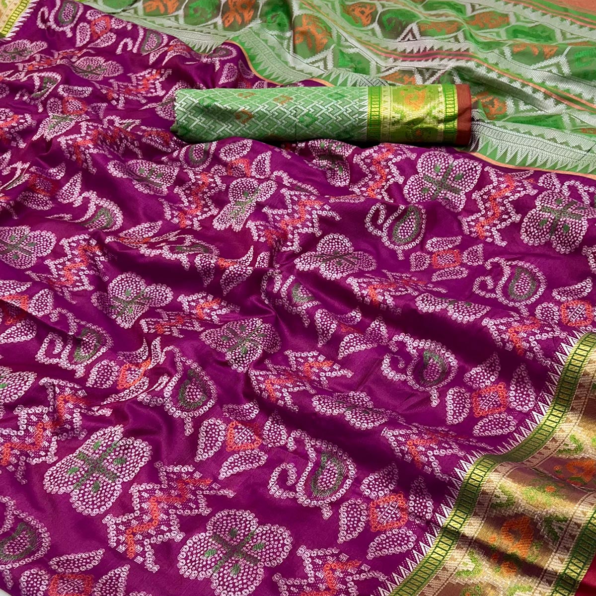 Purple Woven Art Silk Patola Saree