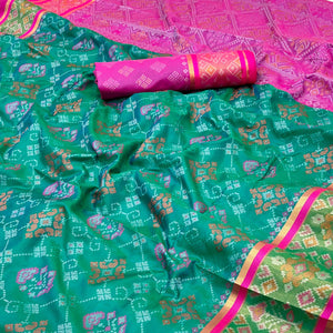 Rama Green Woven Art Silk Patola Saree