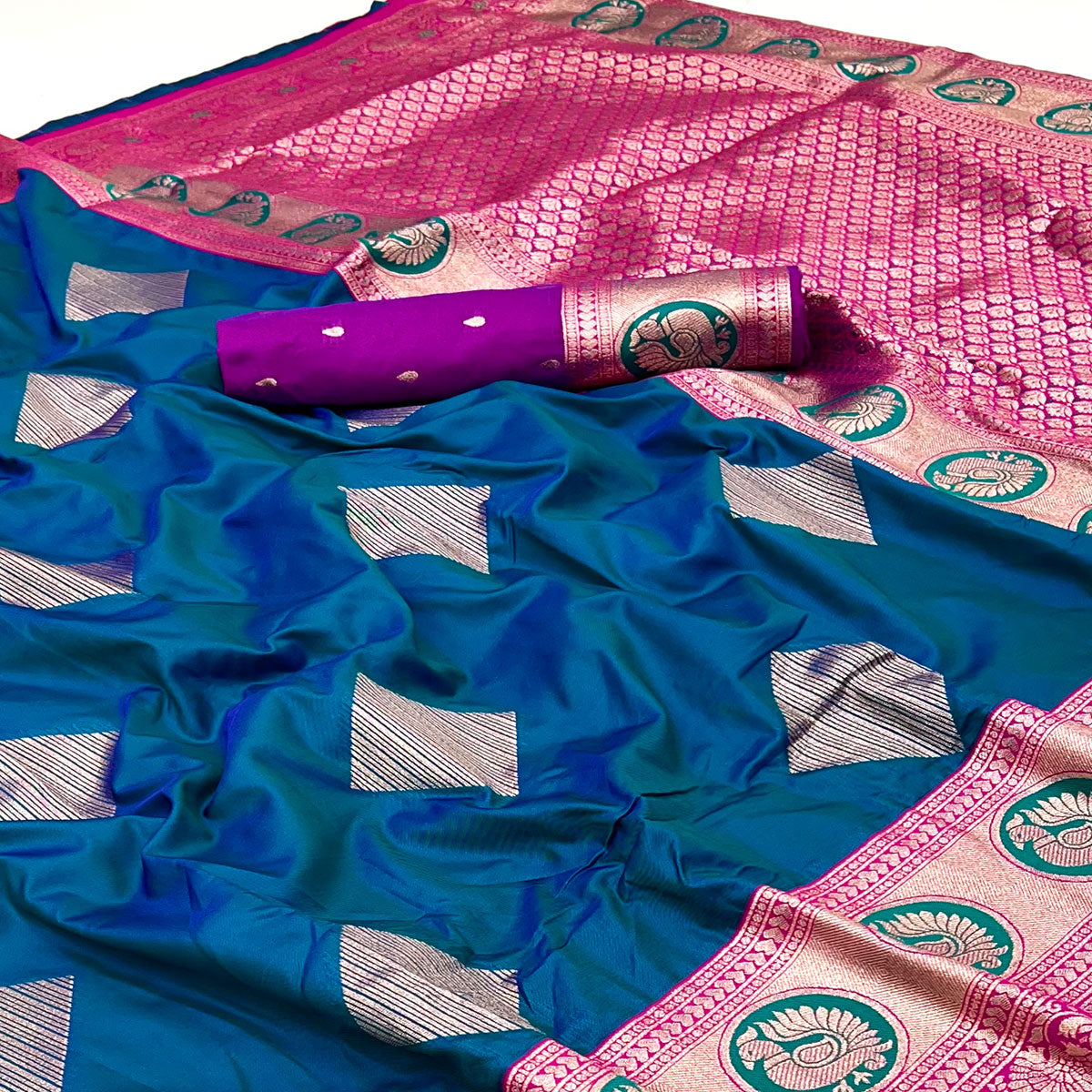 Blue Zari Woven Art Silk Saree With Opulent Banarasi Pallu Work