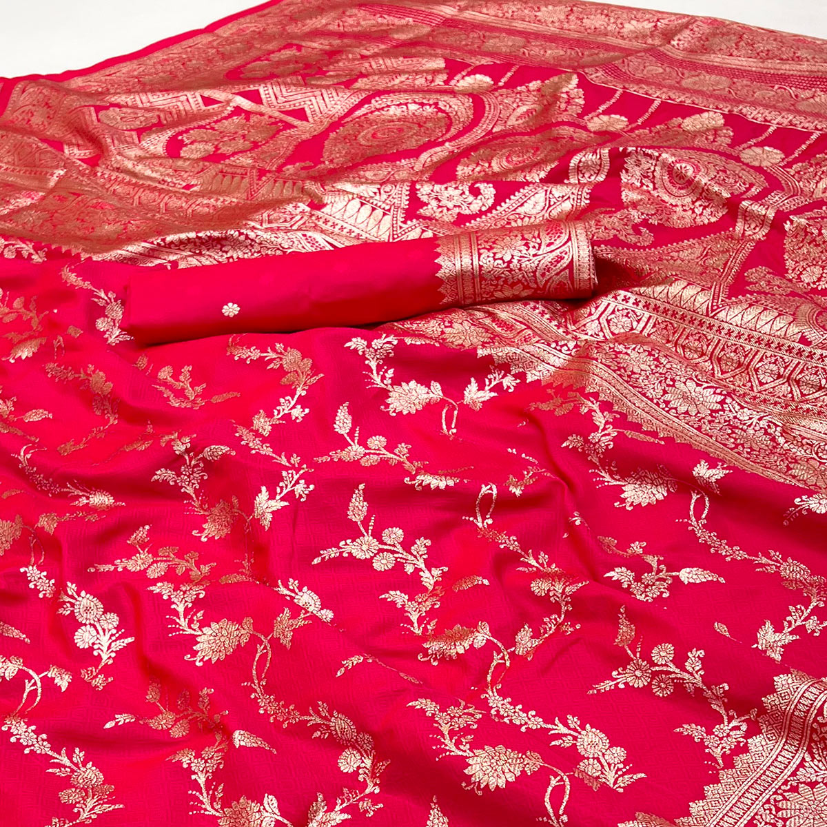 Pink Saree in Art Silk Featuring Traditional Zari Woven Floral Motifs for Special Occasions