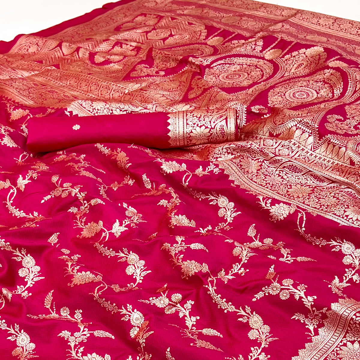 Pink Saree in Art Silk Featuring Traditional Zari Woven Floral Motifs for Special Occasions
