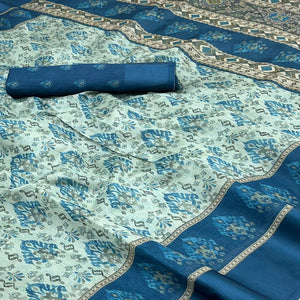 Blue Art Silk Saree Featuring Modern Digital Print & Tassel Pallu