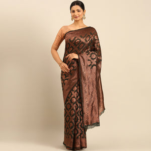 Green Floral Woven Cotton Silk Saree