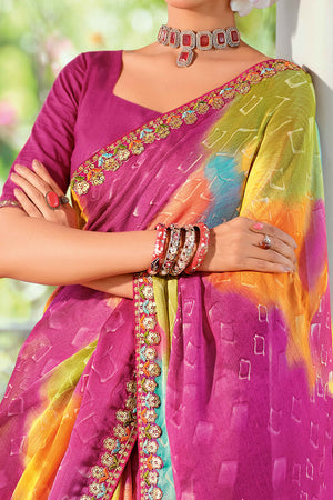Festive Pink Georgette Saree with Dazzling Sequin Work Border