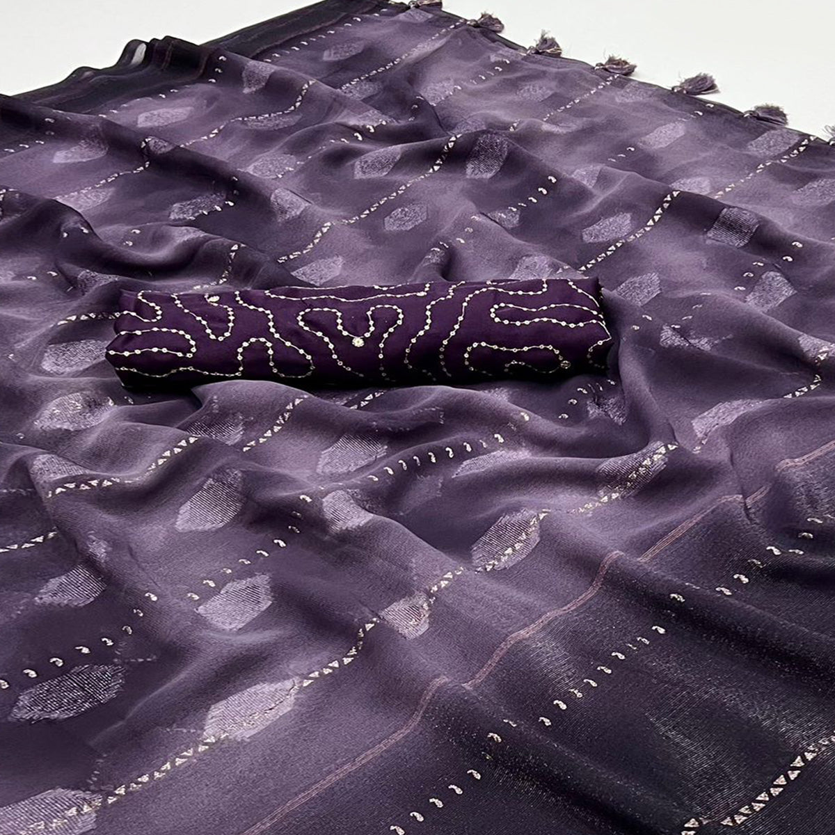 Purple Woven Georgette Saree