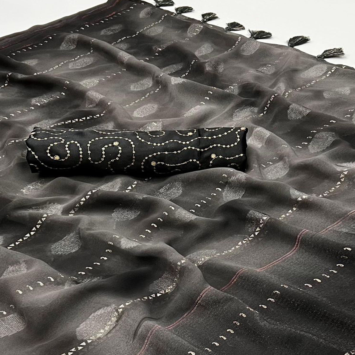 Black Woven Georgette Saree