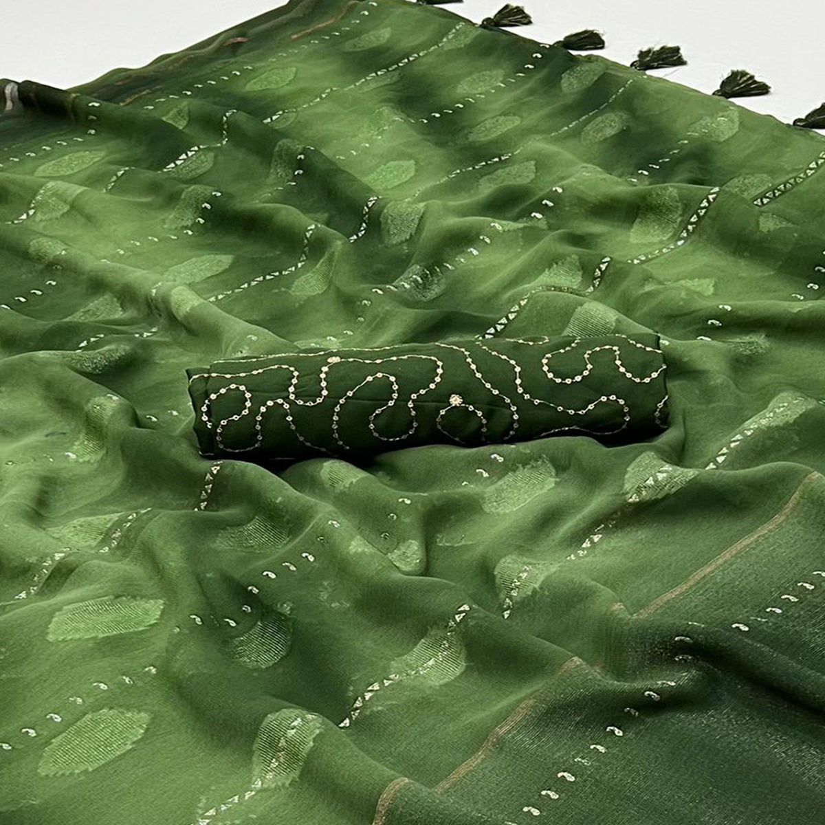 Green Woven Georgette Saree