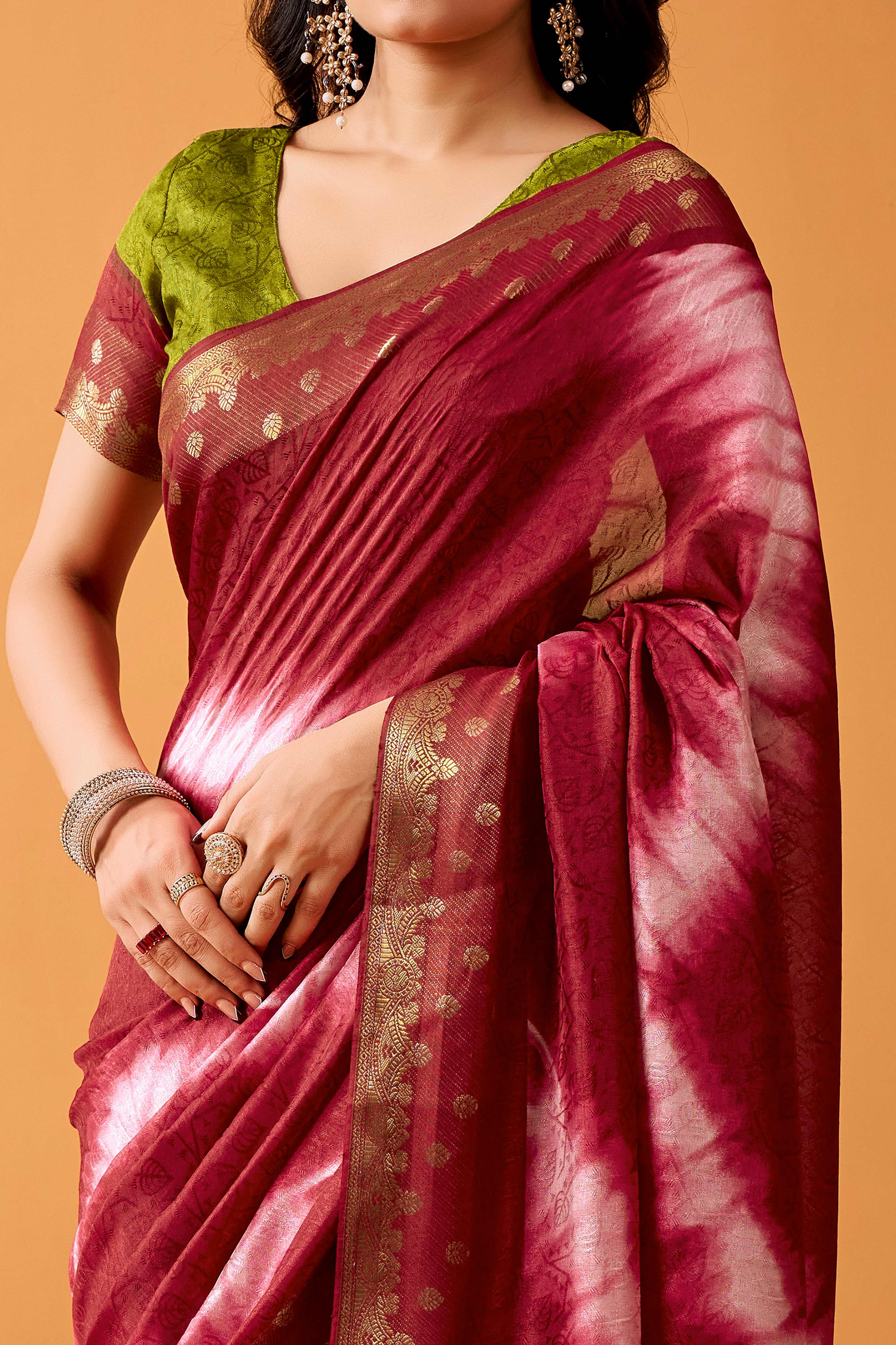 Luxurious Maroon Tussar Silk Saree Featuring Traditional Abstract Print & Peacock Jacquard Border