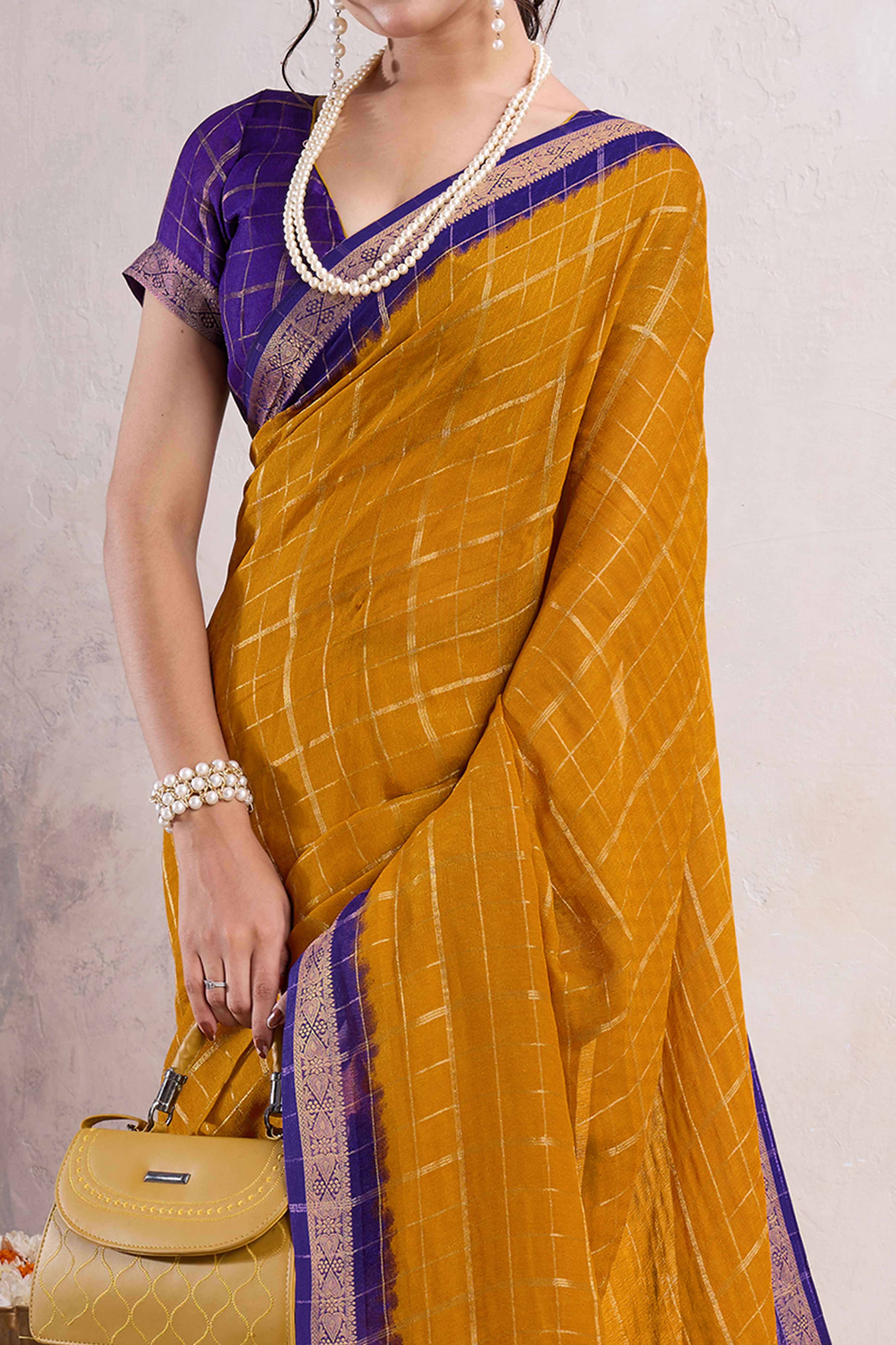Mustard Zari Woven Cotton Silk Saree