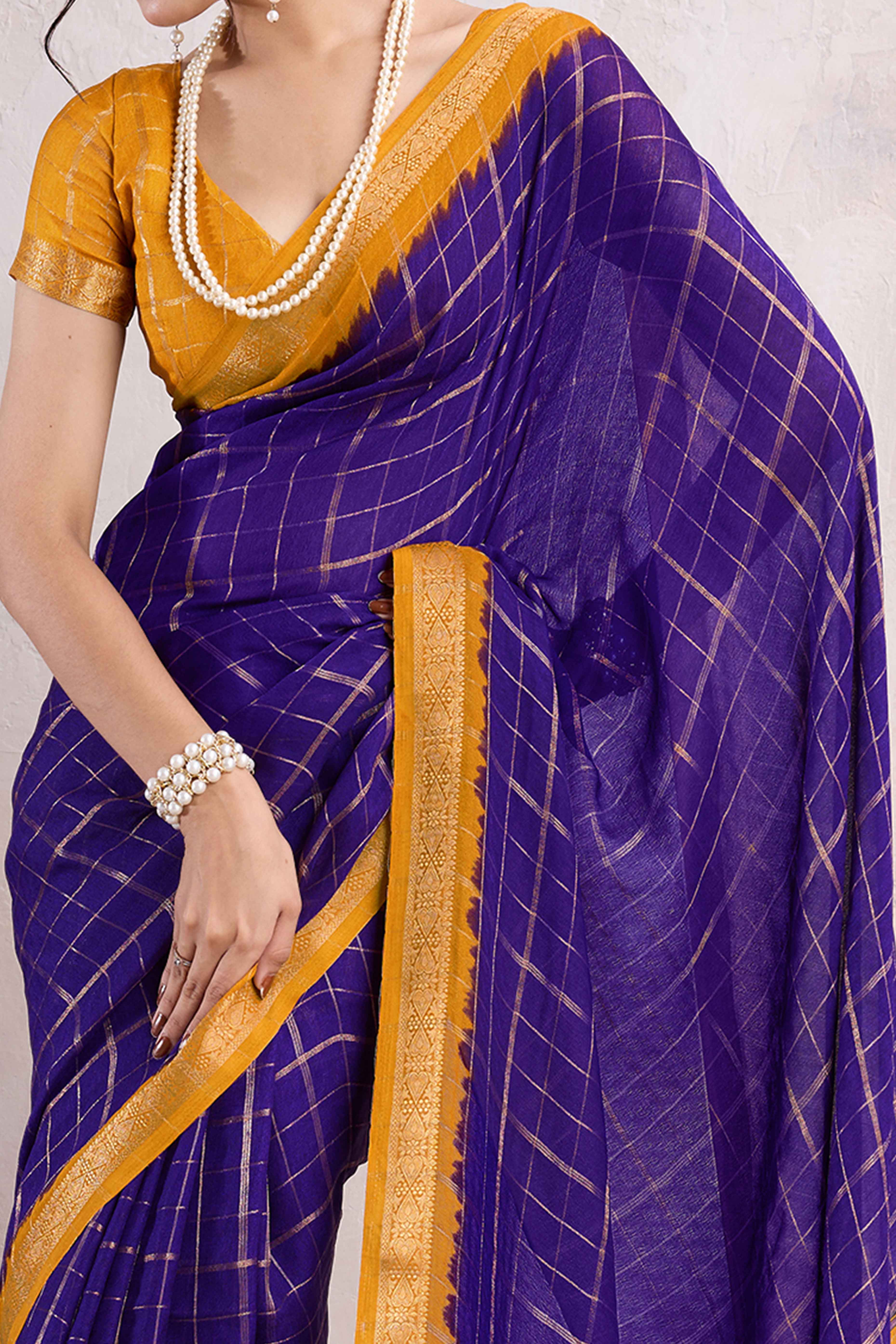 Purple Zari Woven Cotton Silk Saree