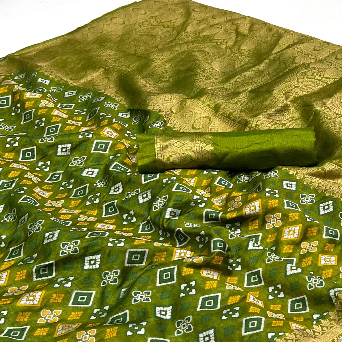 Green Woven Art Silk Saree