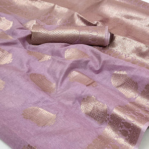 Light Purple Floral Woven Georgette Saree