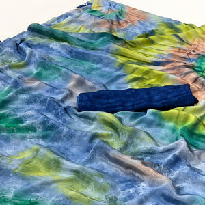 Blue Printed Crepe Silk Saree