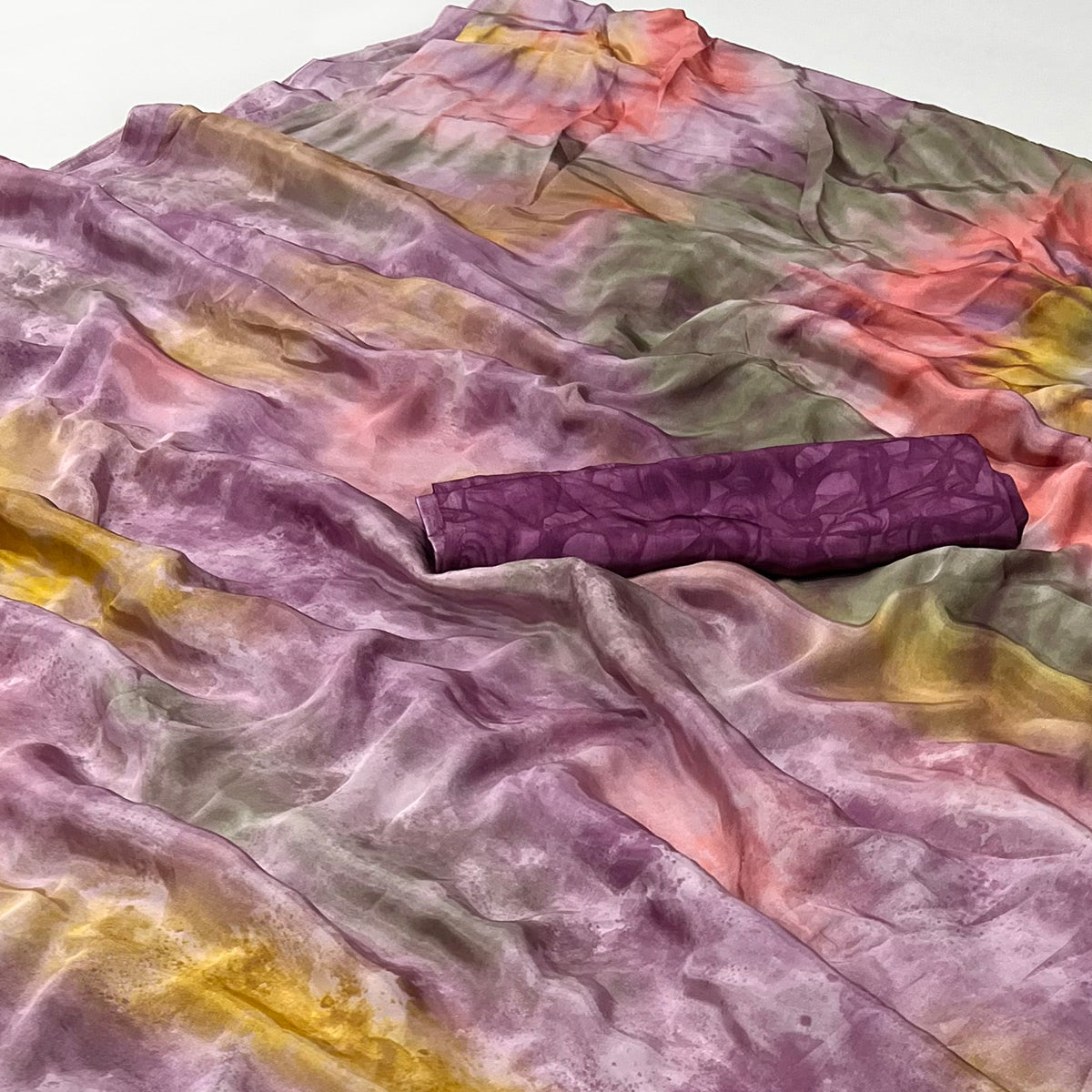 Purple Printed Crepe Silk Saree