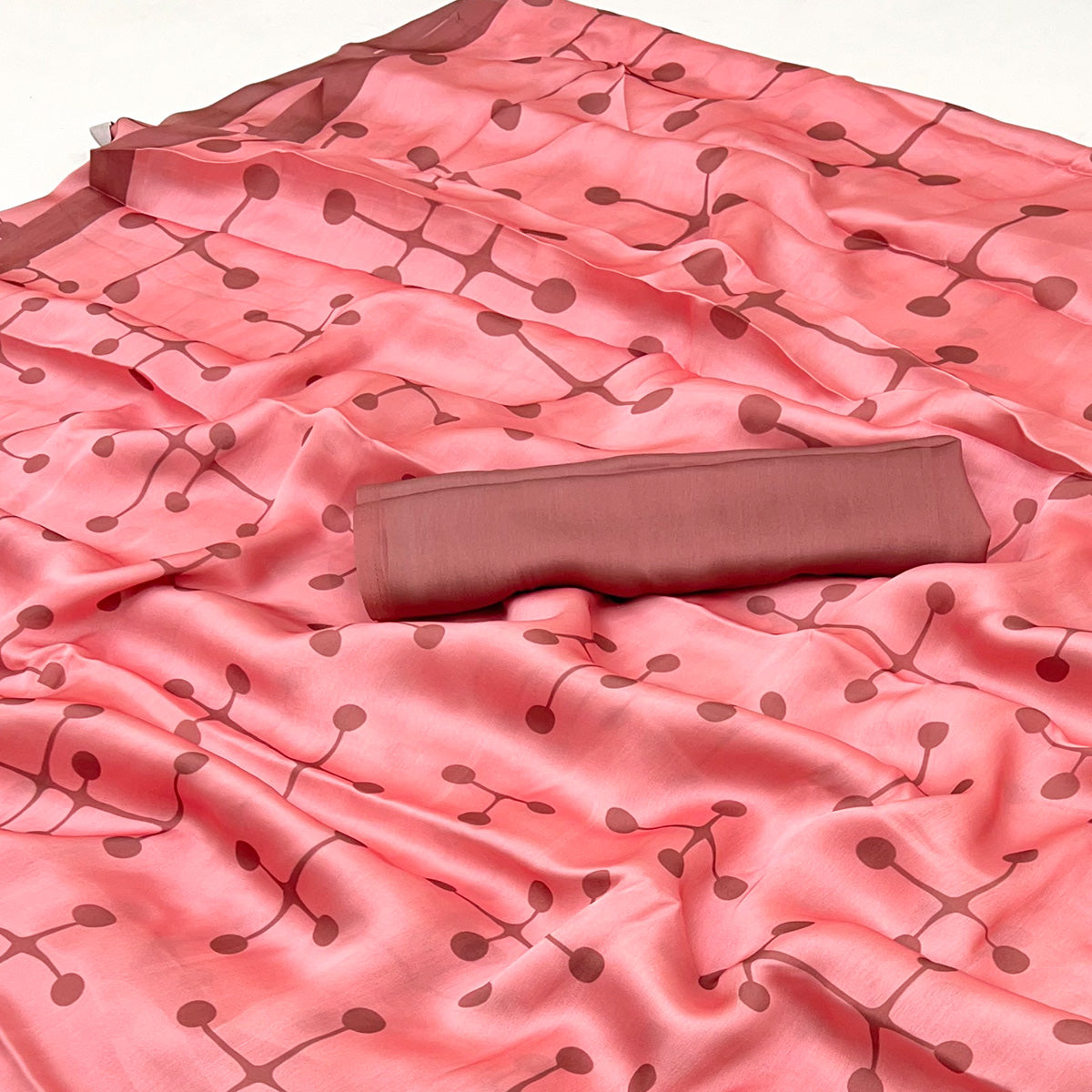 Peach Digital Printed Georgette Saree