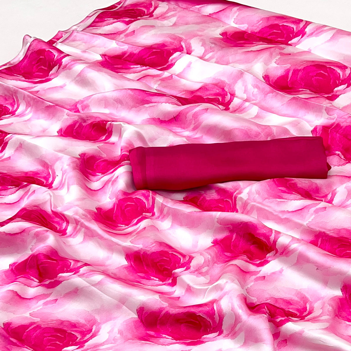 Pink Floral Digital Printed Georgette Saree