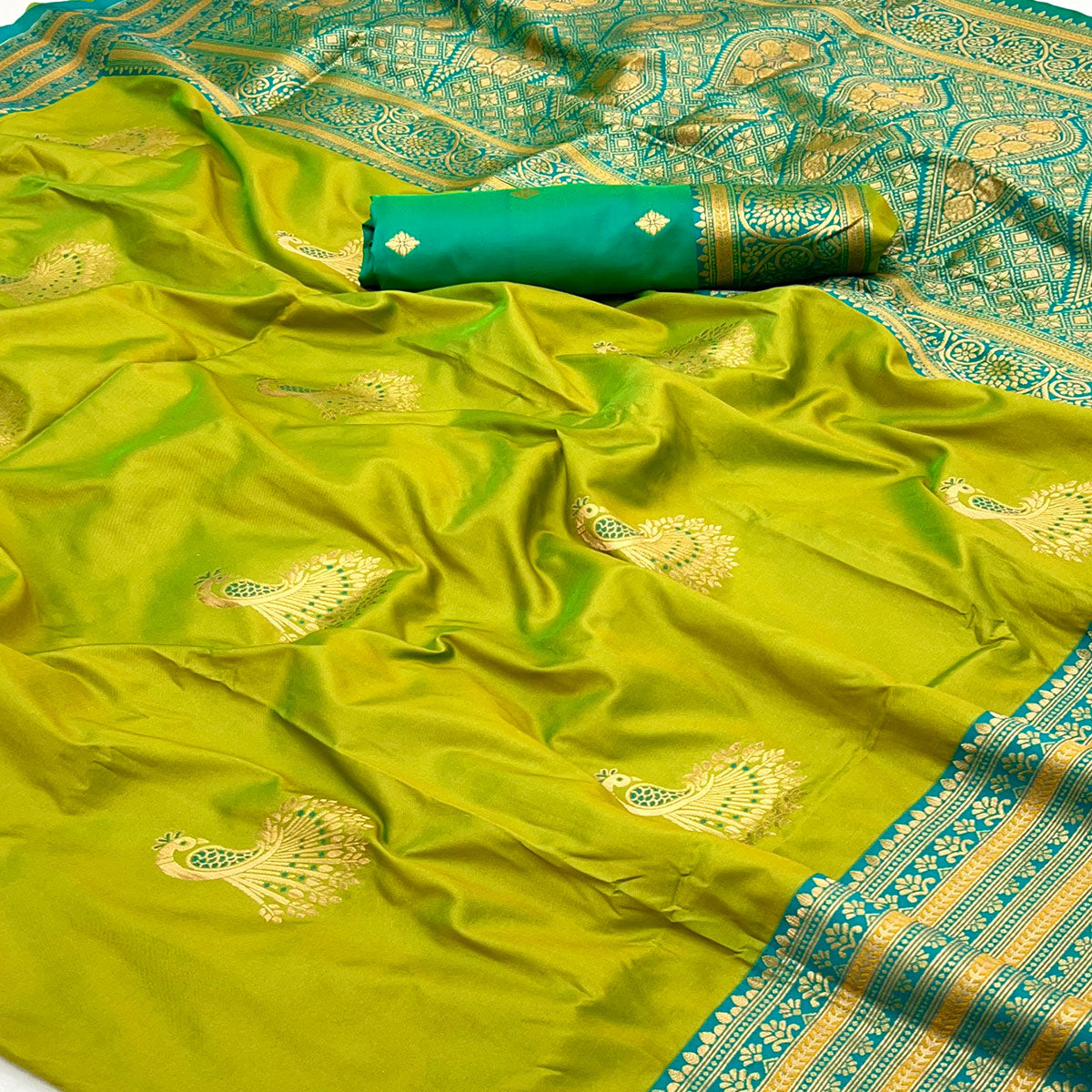 Green Woven Pure Silk Saree