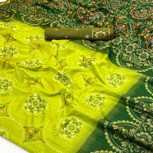 Green Floral Woven Pure Silk Saree