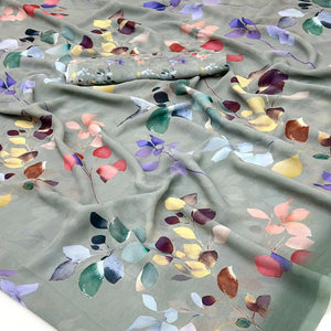 Grey Floral Digital Printed Georgette Saree