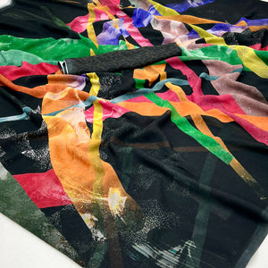 Black Floral Digital Printed Georgette Saree