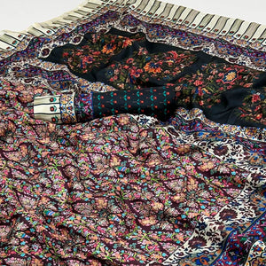 Plum Purple Digital Floral Adorned with Artistic Prints Pashmina Elegant Drape